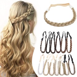 Diadema bohemia europea y americana trenzada de tres hebras hecha a mano de LeeWin, hebilla elástica ajustable, peluca multicolor, accesorios para el cabello