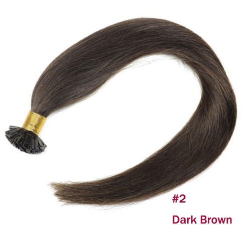 Cabello liso brasileño con fusión humana, punta plana, punta adhesiva, queratina, extensiones de cabello humano 100 % Remy