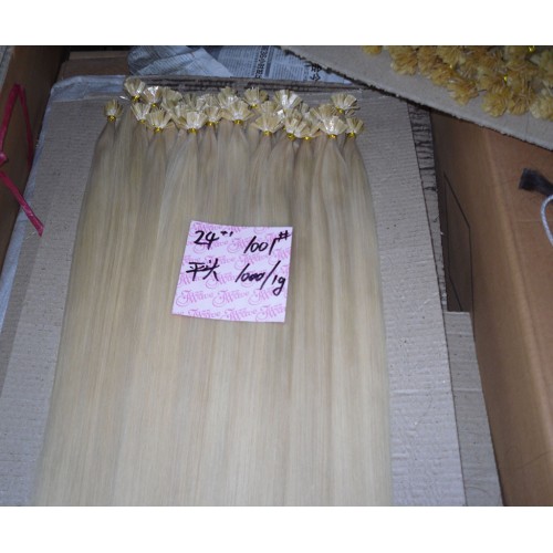 Cabello liso brasileño con fusión humana, punta plana, punta adhesiva, queratina, extensiones de cabello humano 100 % Remy