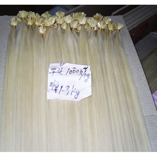 Cabello liso brasileño con fusión humana, punta plana, punta adhesiva, queratina, extensiones de cabello humano 100 % Remy