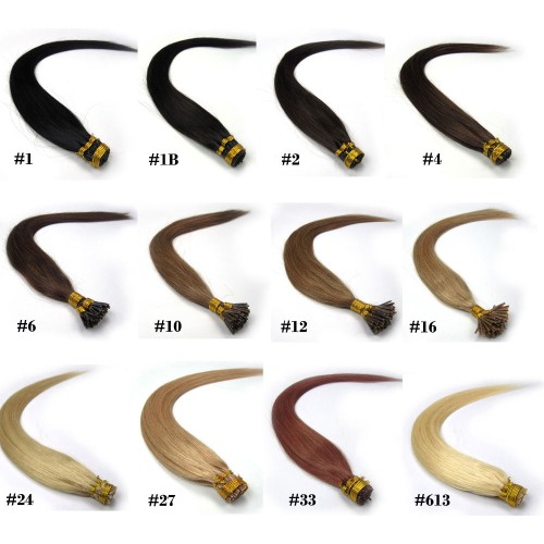 Cabello liso brasileño de fusión humana I Tip Stick Tip Cabello de queratina 100% extensiones de cabello humano Remy