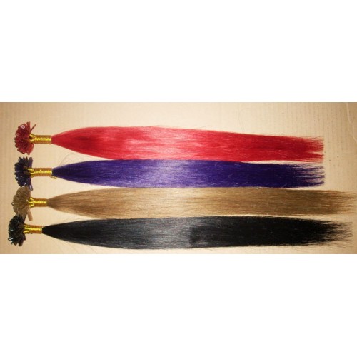 Cabello liso brasileño de fusión humana con punta en U, punta en barra, queratina, extensiones de cabello humano 100 % Remy