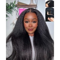 22Inch V Part Kinkystraight Wig Human Hair with Drawstring 200% Density Glueless U Part Upgraded 100% Natural Unprocessed Human Hair Wigs for Women No Sew in V Shape Clip In Half Wig Human Hair 22Inch V Part Kinkystraight Wig Human Hair with Drawstring 200% Density Glueless U Part Upgraded 100% Natural Unprocessed Human Hair Wigs for Women No Sew in V Shape Clip In Half Wig Human Hair