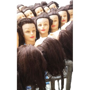 Human Hair Mannequin Head for Hairdressing Practice & Styling Training