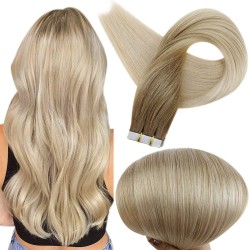 Cinta para el cabello con trama de piel recta LeeWin en extensiones de cabello humano sin Remy 2 g/pc 40 uds