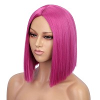 Peluca corta y recta para el cabello de la parte media de largo medio sin flequillo Pelucas sintéticas resistentes al calor para mujeres con gorro de peluca Peluca corta y recta para el cabello de la parte media de largo medio sin flequillo Pelucas sintéticas resistentes al calor para mujeres con gorro de peluca