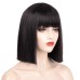 Peluca corta y recta para el cabello de la parte media de largo medio con flequillo Pelucas sintéticas resistentes al calor para mujeres con gorro de peluca